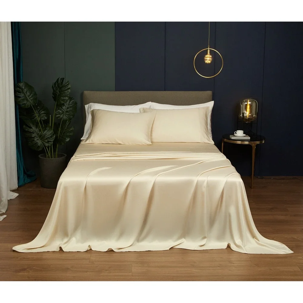Kang Beige 100% Tencel Sheet Set with Pillowcase Top Grade & Natural‎ Full